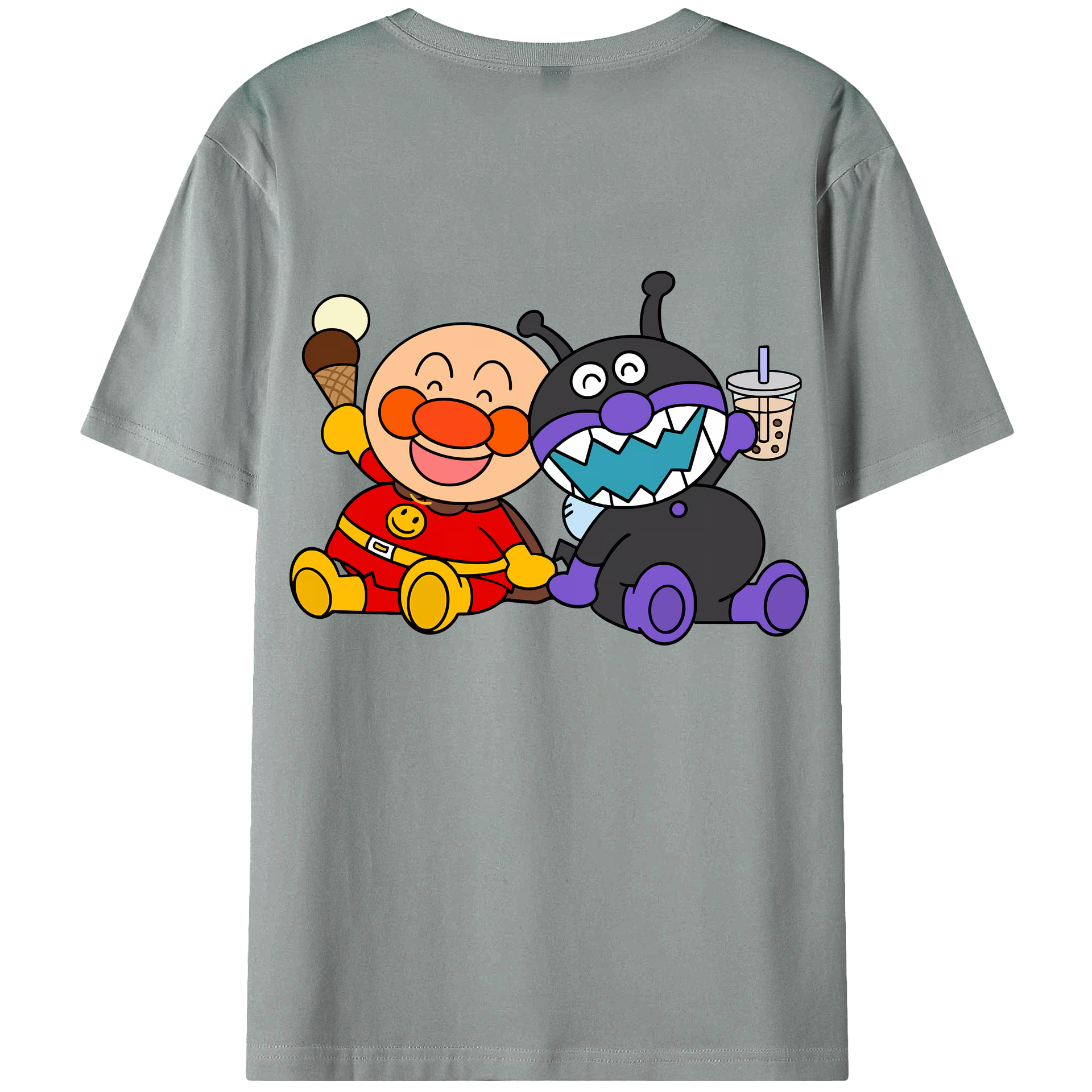 （画像用） アンパンマン Anpanman 綿100％ メンズ半袖Tシャツ（バックプリント） 通気性